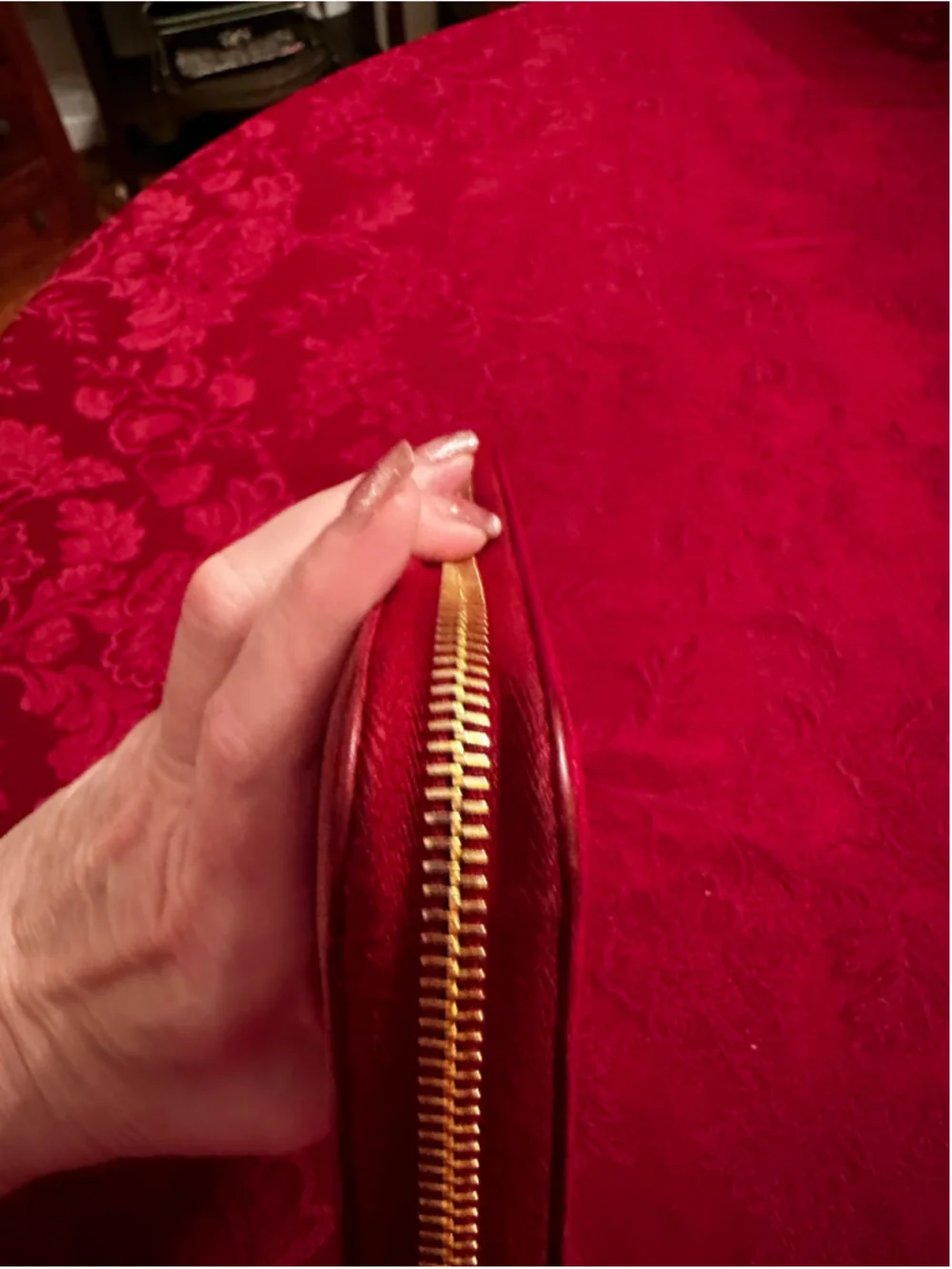 Prada Red Saffiano Leather Long Zip Around Wallet
